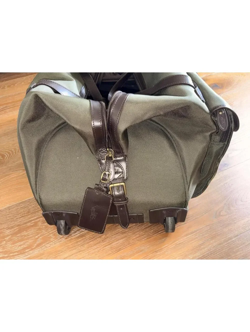 Ralph Lauren Canvas and Leather Rolling Duffel Bag Travel Tote